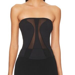 Swirl tube top in black caviar